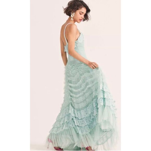 NWT LoveShackFancy Sharelle Gown mint blue SZ 4 Retail 895 - Picture 3 of 9